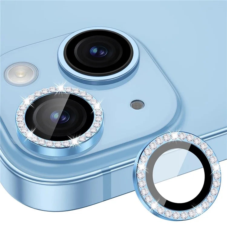 ENKAY HAT PRINCE 1 Set For iPhone 15 / 15 Plus Camera Lens Protector AR HD Clear Rhinestone Rear Lens Film