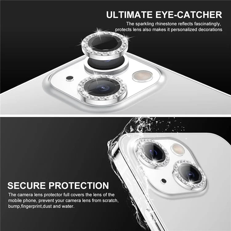 ENKAY HAT PRINCE 1 Set For iPhone 15 / 15 Plus Camera Lens Protector AR HD Clear Rhinestone Rear Lens Film