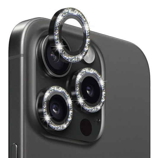NORTHJO 1 Set For iPhone 15 Pro / 15 Pro Max Camera Lens Film Tempered Glass+Metal Glitter Rear Lens Protector