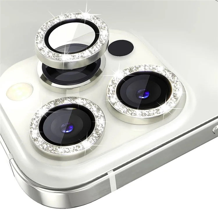 NORTHJO 1 Set For iPhone 15 Pro / 15 Pro Max Camera Lens Film Tempered Glass+Metal Glitter Rear Lens Protector