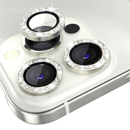 NORTHJO 1 Set For iPhone 15 Pro / 15 Pro Max Camera Lens Film Tempered Glass+Metal Glitter Rear Lens Protector