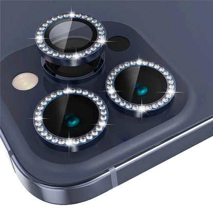 NORTHJO 1 Set For iPhone 15 Pro / 15 Pro Max Camera Lens Protector Tempered Glass + Metal Rhinestone Camera Ring Film