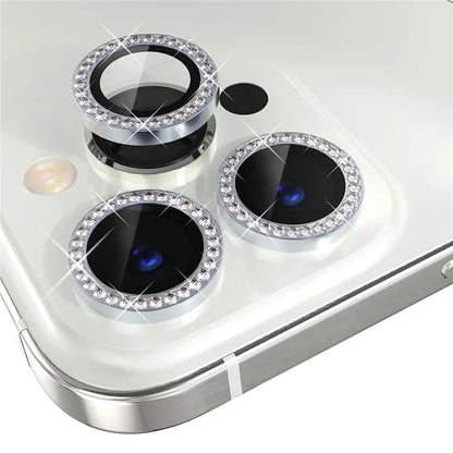 NORTHJO 1 Set For iPhone 15 Pro / 15 Pro Max Camera Lens Protector Tempered Glass + Metal Rhinestone Camera Ring Film