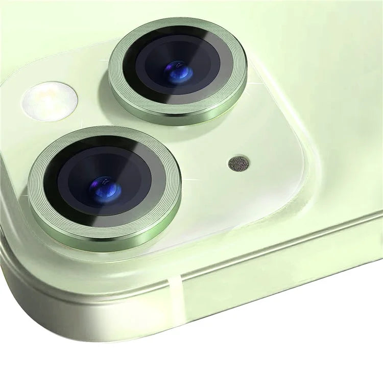 NORTHJO 1 Set For iPhone 15 / 15 Plus Tempered Glass Camera Lens Protector with CD Vein Metal Ring