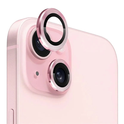 NORTHJO 1 Set For iPhone 15 / 15 Plus Tempered Glass Camera Lens Protector with CD Vein Metal Ring
