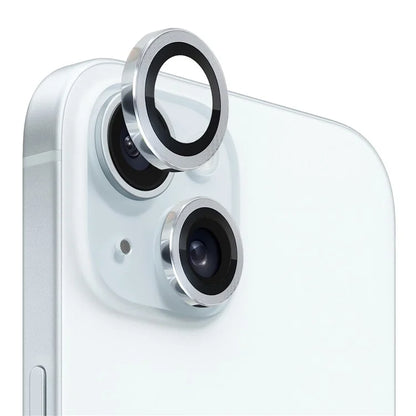 NORTHJO 1 Set For iPhone 15 / 15 Plus Tempered Glass Camera Lens Protector with CD Vein Metal Ring