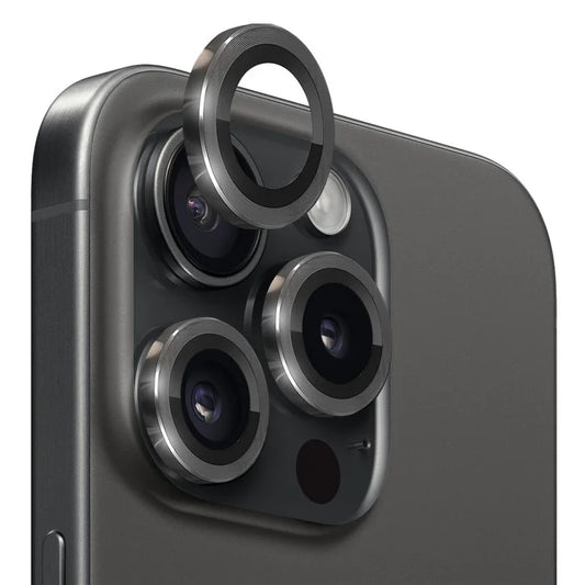 NORTHJO 1 Set For iPhone 15 Pro / 15 Pro Max Camera Lens Film CD Vein Metal Ring + Tempered Glass Lens Film