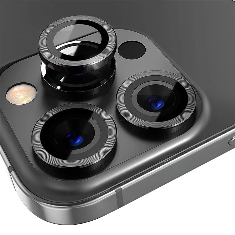 NORTHJO 1 Set For iPhone 15 Pro / 15 Pro Max Camera Lens Film CD Vein Metal Ring + Tempered Glass Lens Film