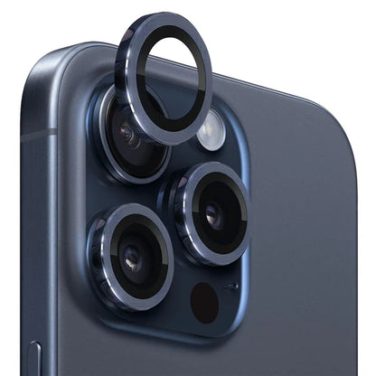 NORTHJO 1 Set For iPhone 15 Pro / 15 Pro Max Camera Lens Film CD Vein Metal Ring + Tempered Glass Lens Film