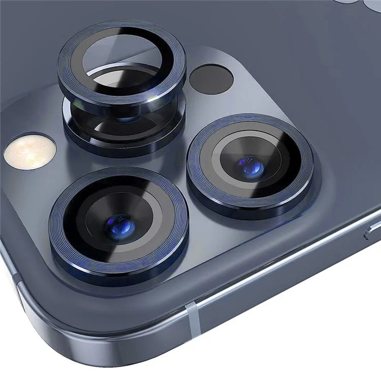 NORTHJO 1 Set For iPhone 15 Pro / 15 Pro Max Camera Lens Film CD Vein Metal Ring + Tempered Glass Lens Film