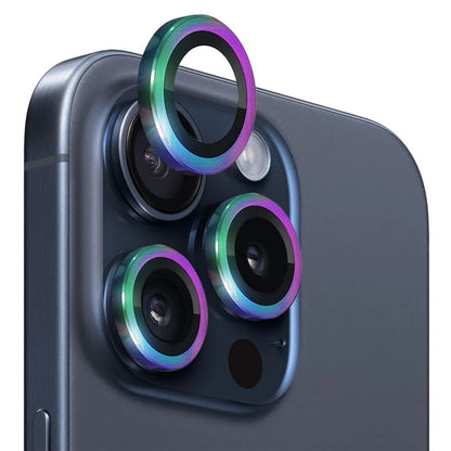 NORTHJO 1 Set For iPhone 15 Pro / 15 Pro Max Camera Lens Film CD Vein Metal Ring + Tempered Glass Lens Film