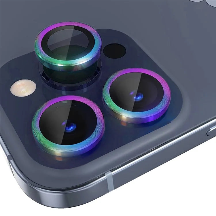 NORTHJO 1 Set For iPhone 15 Pro / 15 Pro Max Camera Lens Film CD Vein Metal Ring + Tempered Glass Lens Film
