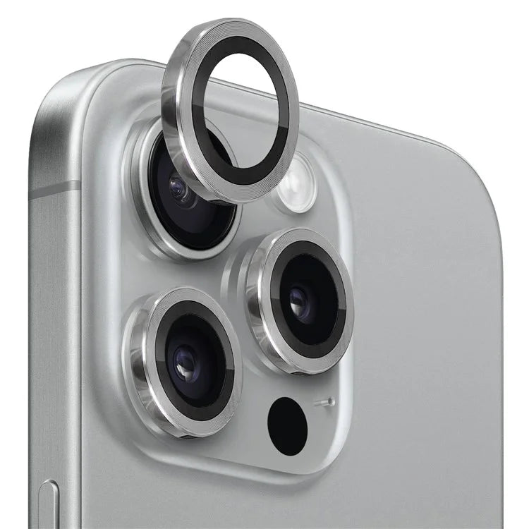 NORTHJO 1 Set For iPhone 15 Pro / 15 Pro Max Camera Lens Film CD Vein Metal Ring + Tempered Glass Lens Film