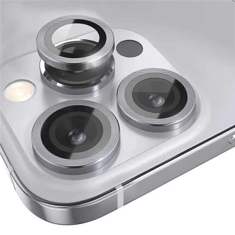 NORTHJO 1 Set For iPhone 15 Pro / 15 Pro Max Camera Lens Film CD Vein Metal Ring + Tempered Glass Lens Film