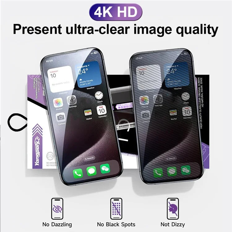 YONGPOLY For iPhone 15 Plus Privacy Screen Protector Auto-Dust Removal Full Coverage Tempered Glass Film