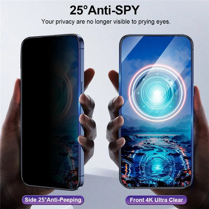 YONGPOLY For iPhone 12 Pro Max Anti Peeping Screen Protector Full Cover Tempered Glass Film with Dust-Proof Net