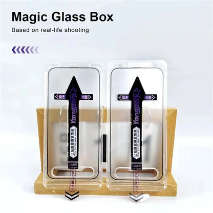 YONGPOLY For iPhone 15 Plus Tempered Glass Silk Printing Full Screen Protector with Dust-Proof Net