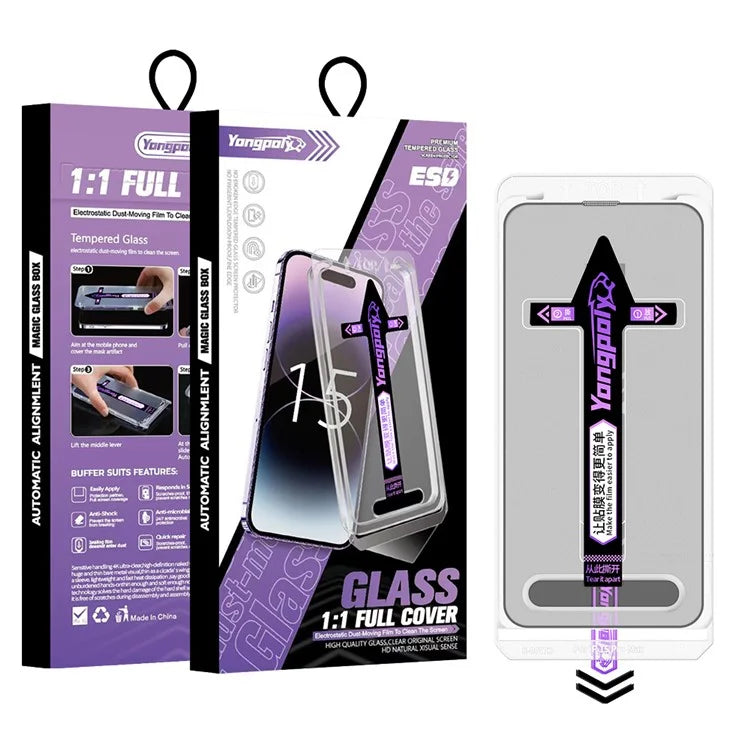 YONGPOLY For iPhone 14 Pro Max Tempered Glass Ultra Clear Screen Protector with Dust-Proof Net