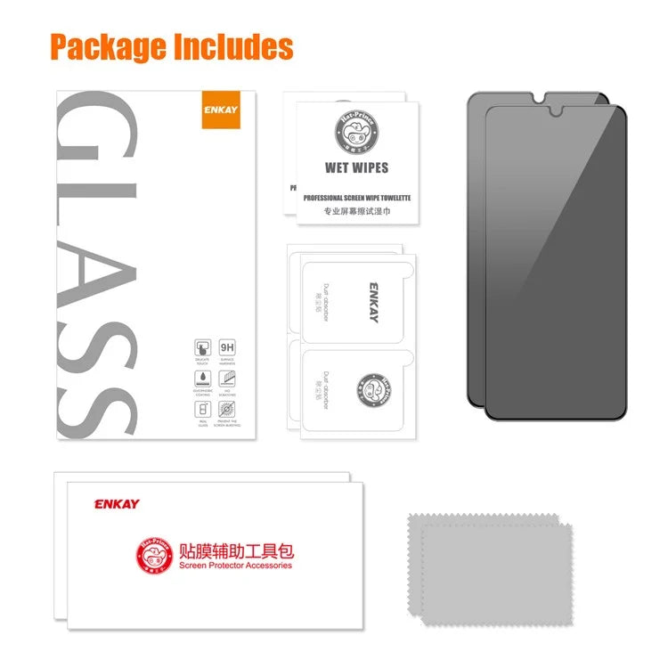 ENKAY HAT PRINCE 2Pcs for Samsung Galaxy A05 4G / A05s 4G Privacy Screen Protector Anti-glare Tempered Glass Film