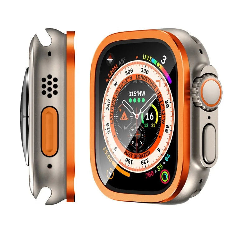 For Apple Watch Ultra 2 49mm / Ultra 49mm Screen Protector with Titanium Alloy Frame High Aluminum-silicon Glass Film