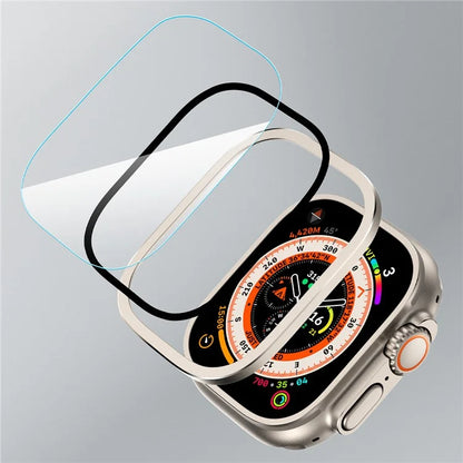 For Apple Watch Ultra 2 49mm / Ultra 49mm Screen Protector with Titanium Alloy Frame High Aluminum-silicon Glass Film