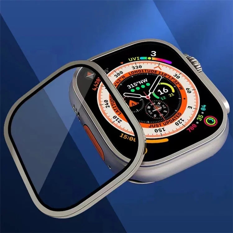 For Apple Watch Ultra 2 49mm / Ultra 49mm Screen Protector with Titanium Alloy Frame High Aluminum-silicon Glass Film