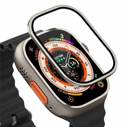For Apple Watch Ultra 2 49mm / Ultra 49mm Screen Protector with Titanium Alloy Frame High Aluminum-silicon Glass Film