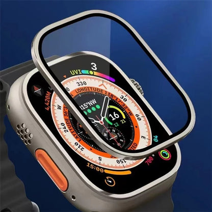 For Apple Watch Ultra 2 49mm / Ultra 49mm Screen Protector with Titanium Alloy Frame High Aluminum-silicon Glass Film