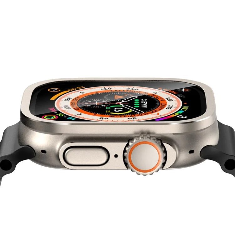 For Apple Watch Ultra 2 49mm / Ultra 49mm Screen Protector with Titanium Alloy Frame High Aluminum-silicon Glass Film