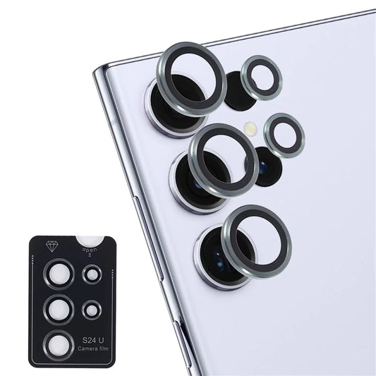 For Samsung Galaxy S24 Ultra Camera Lens Protector Set Electroplating Metal + Tempered Glass Individual Lens Film