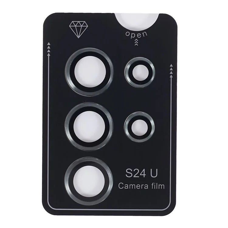 For Samsung Galaxy S24 Ultra Camera Lens Protector Set Electroplating Metal + Tempered Glass Individual Lens Film