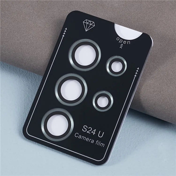 For Samsung Galaxy S24 Ultra Camera Lens Protector Set Electroplating Metal + Tempered Glass Individual Lens Film