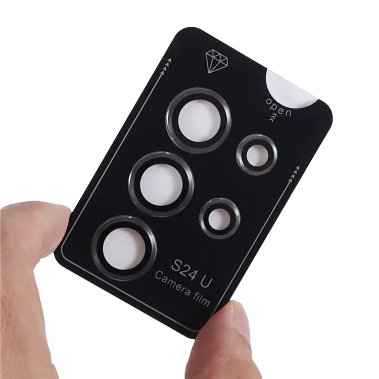 For Samsung Galaxy S24 Ultra Camera Lens Protector Set Electroplating Metal + Tempered Glass Individual Lens Film