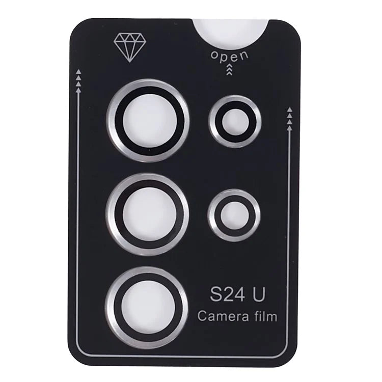 For Samsung Galaxy S24 Ultra Camera Lens Protector Set Electroplating Metal + Tempered Glass Individual Lens Film