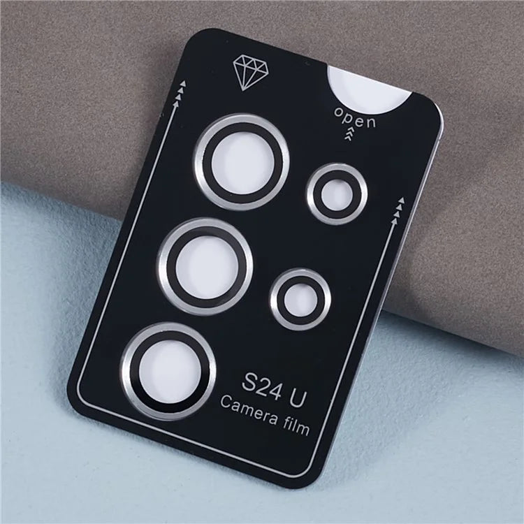 For Samsung Galaxy S24 Ultra Camera Lens Protector Set Electroplating Metal + Tempered Glass Individual Lens Film