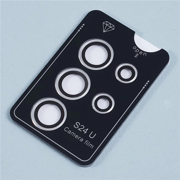 For Samsung Galaxy S24 Ultra Camera Lens Protector Set Electroplating Metal + Tempered Glass Individual Lens Film
