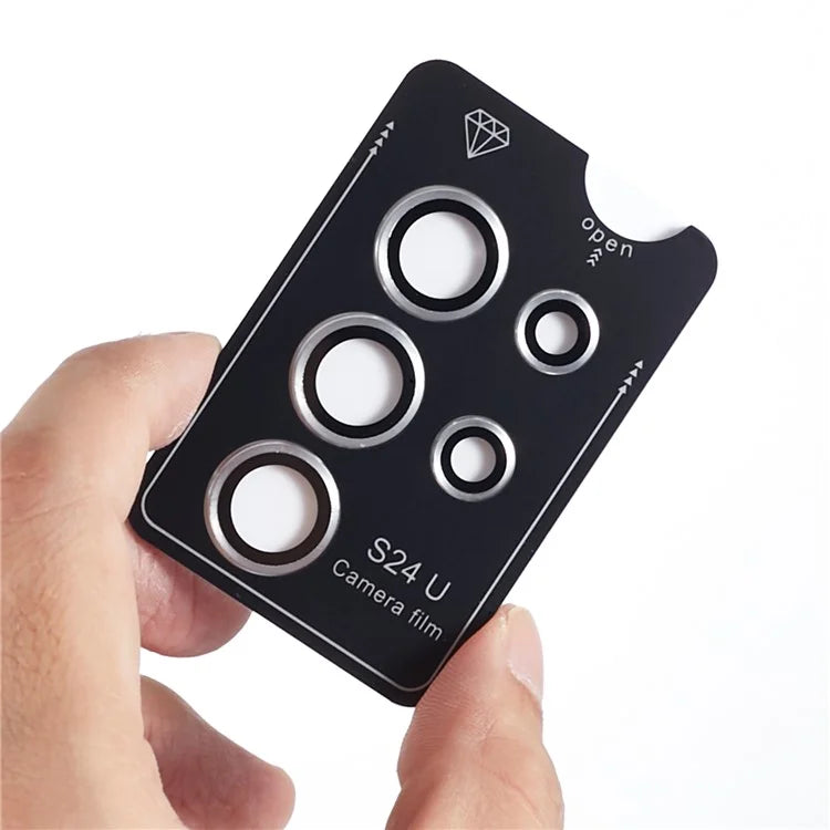For Samsung Galaxy S24 Ultra Camera Lens Protector Set Electroplating Metal + Tempered Glass Individual Lens Film