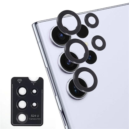 For Samsung Galaxy S24 Ultra Camera Lens Protector Set Electroplating Metal + Tempered Glass Individual Lens Film