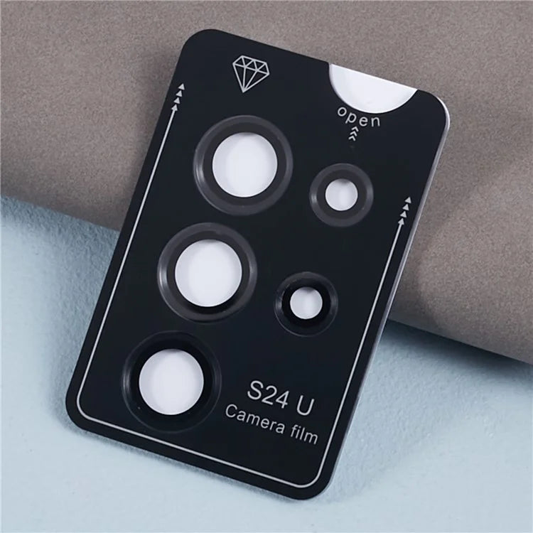 For Samsung Galaxy S24 Ultra Camera Lens Protector Set Electroplating Metal + Tempered Glass Individual Lens Film