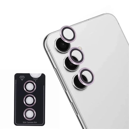 For Samsung Galaxy S24 Camera Lens Protector Set Metal + Tempered Glass Individual Ring Film