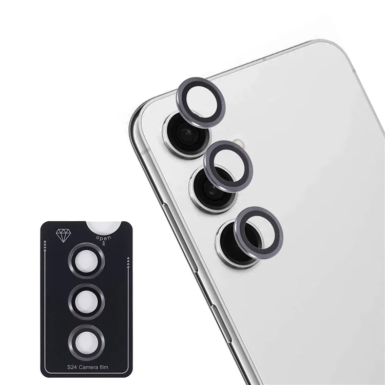 For Samsung Galaxy S24 Camera Lens Protector Set Metal + Tempered Glass Individual Ring Film