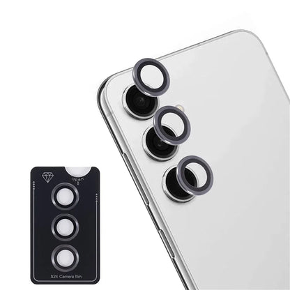For Samsung Galaxy S24 Camera Lens Protector Set Metal + Tempered Glass Individual Ring Film