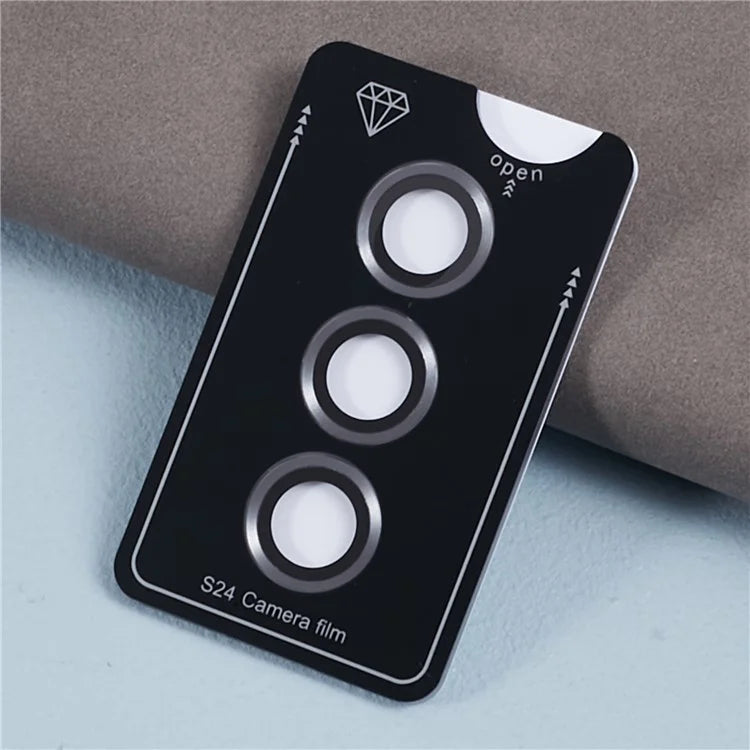 For Samsung Galaxy S24 Camera Lens Protector Set Metal + Tempered Glass Individual Ring Film