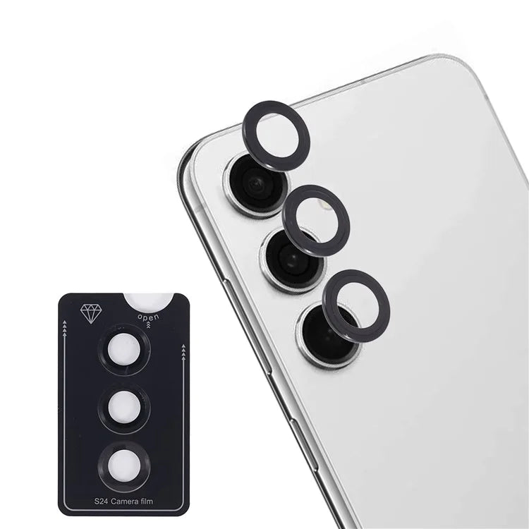 For Samsung Galaxy S24 Camera Lens Protector Set Metal + Tempered Glass Individual Ring Film