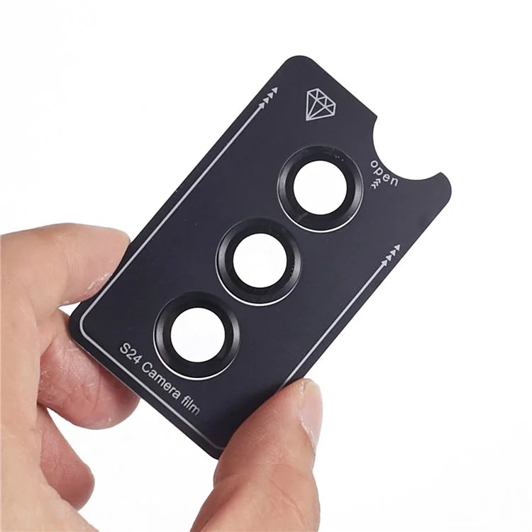 For Samsung Galaxy S24 Camera Lens Protector Set Metal + Tempered Glass Individual Ring Film