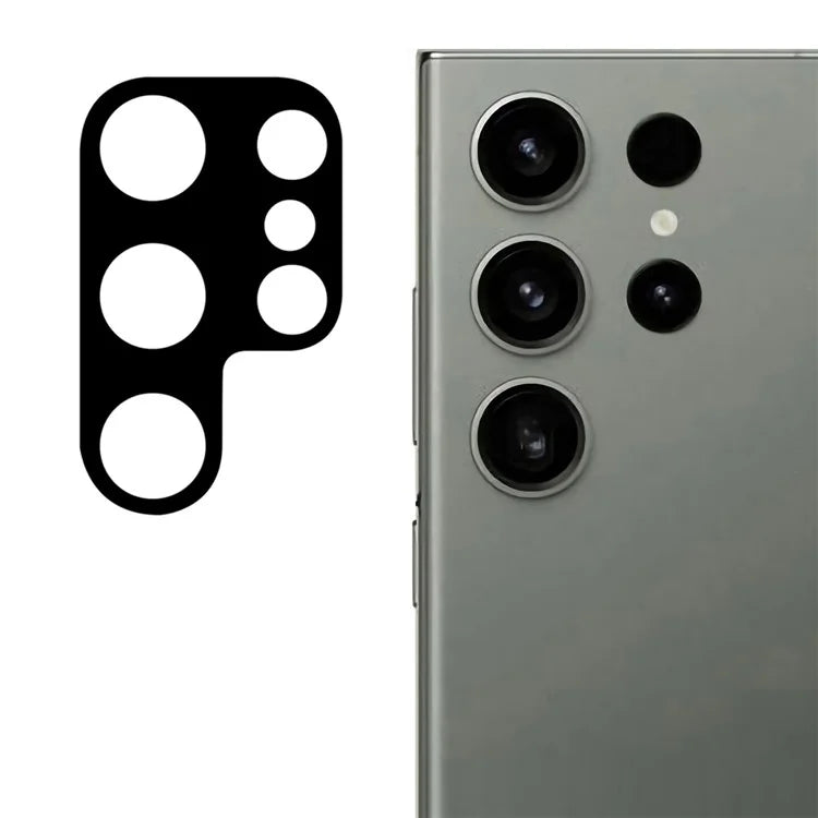 For Samsung Galaxy S24 Ultra Silk Printing Camera Lens Film Tempered Glass Lens Protector with Bottom Plate