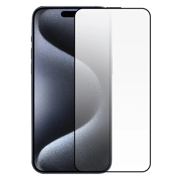 RURIHAI For iPhone 15 High Aluminium-silicon Glass Screen Protector 3D Full Cover Ultra Clear Screen Film with Dust-Proof Net
