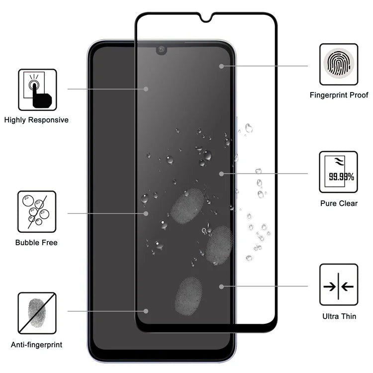 For Xiaomi Redmi 13C 4G / Poco C65 4G Screen Protector Black Edge Full Glue AGC Glass Screen Covering Film