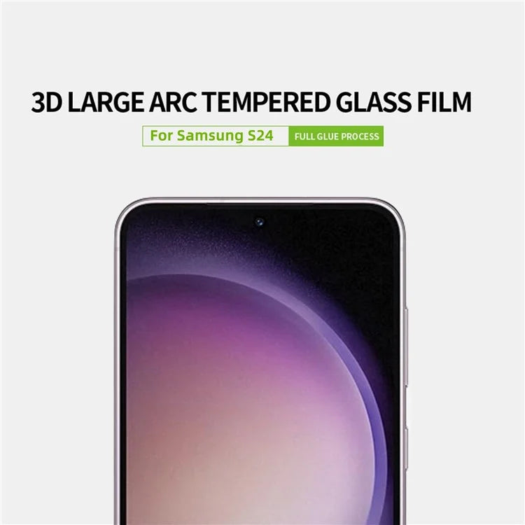 PINWUYO JK 3D Curved Tempered Glass Film-2 for Samsung Galaxy S24 Anti-fingerprint Full Glue Screen Protector