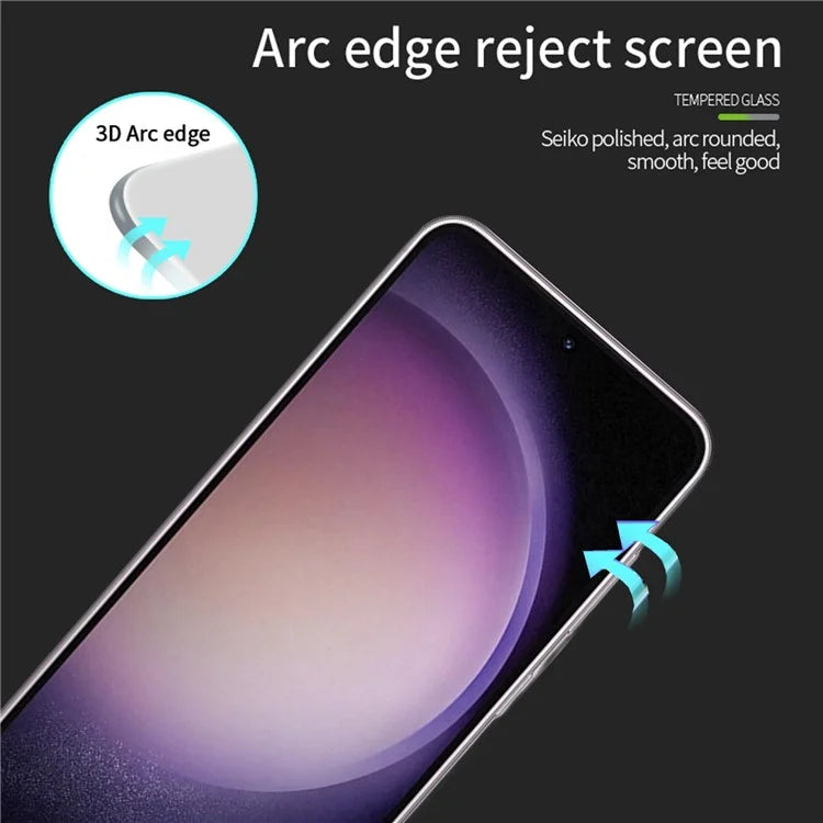 PINWUYO JK 3D Curved Tempered Glass Film-2 for Samsung Galaxy S24 Anti-fingerprint Full Glue Screen Protector